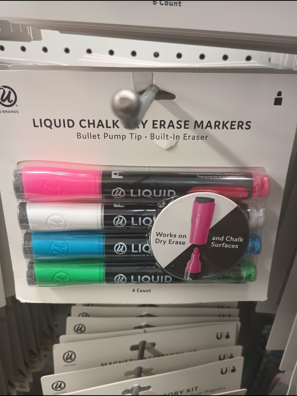 Markers - Pink, White, Blue, Green (4-Count)